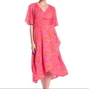 NWT HIGH LOW  WRAP MIDI DRESS, LINED